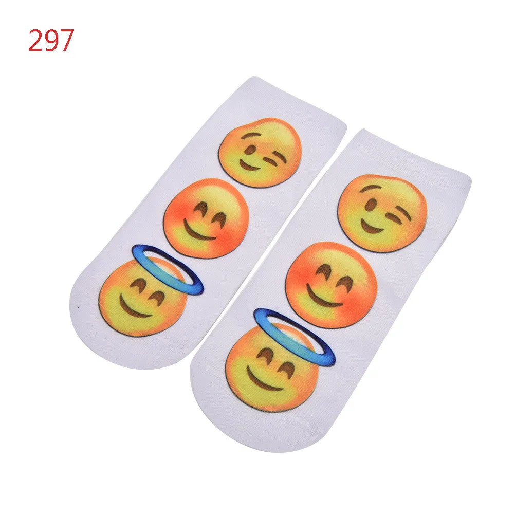 10 Styles Women 3D Printed Smiley Face Emoticons Emoji Amusing Ankle Socks Costume Accessories For Women SM6