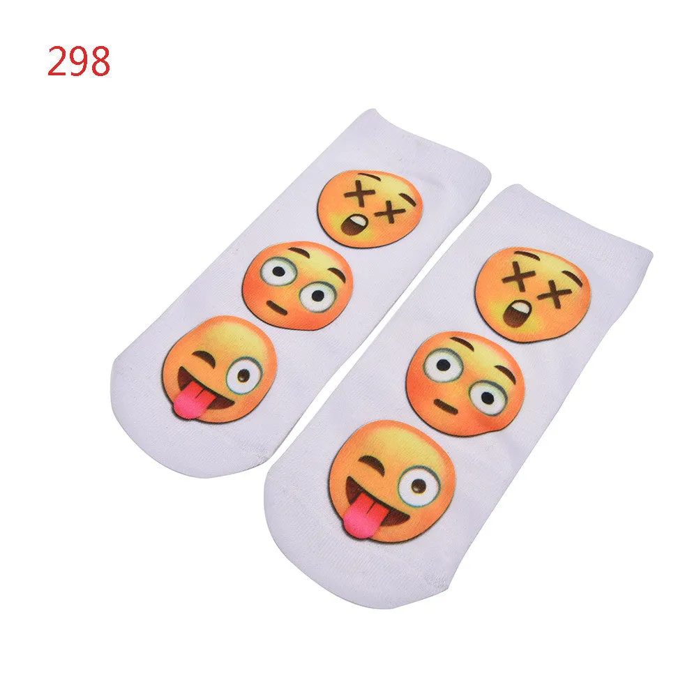 10 Styles Women 3D Printed Smiley Face Emoticons Emoji Amusing Ankle Socks Costume Accessories For Women SM6