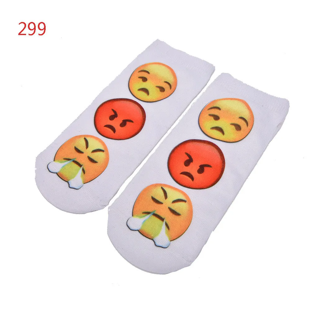 10 Styles Women 3D Printed Smiley Face Emoticons Emoji Amusing Ankle Socks Costume Accessories For Women SM6