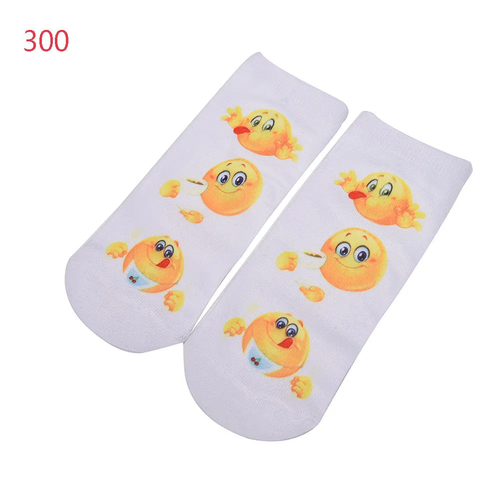 10 Styles Women 3D Printed Smiley Face Emoticons Emoji Amusing Ankle Socks Costume Accessories For Women SM6