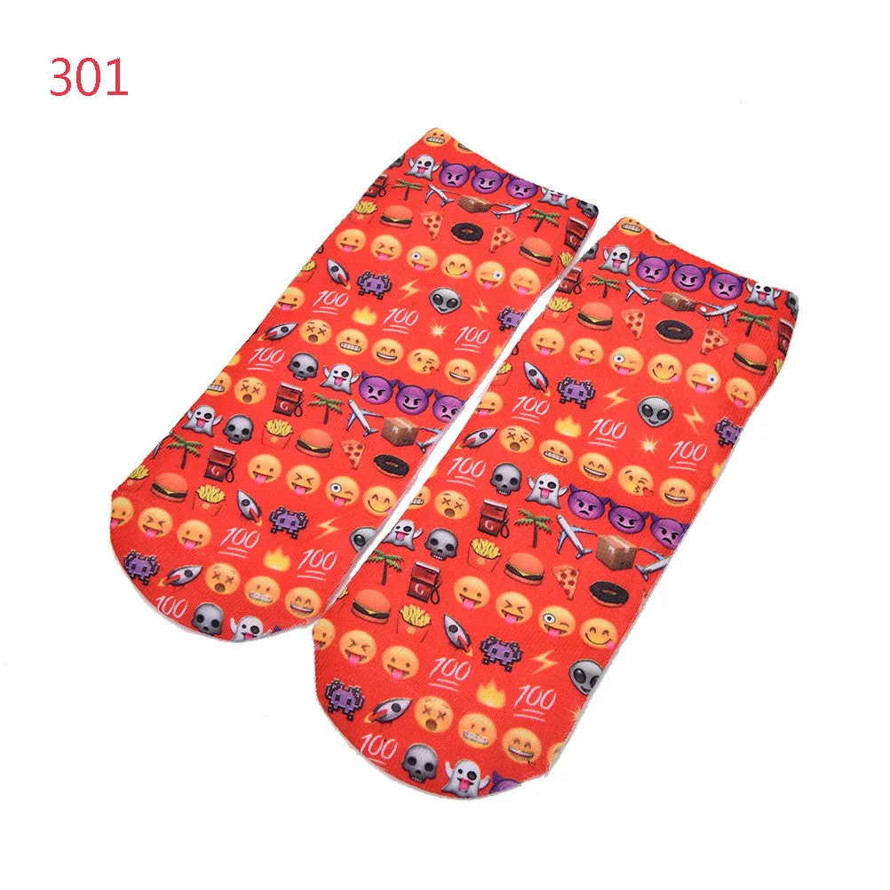 10 Styles Women 3D Printed Smiley Face Emoticons Emoji Amusing Ankle Socks Costume Accessories For Women SM6