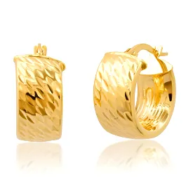 14K Thick Gold Textured Dome Hoop Earrings