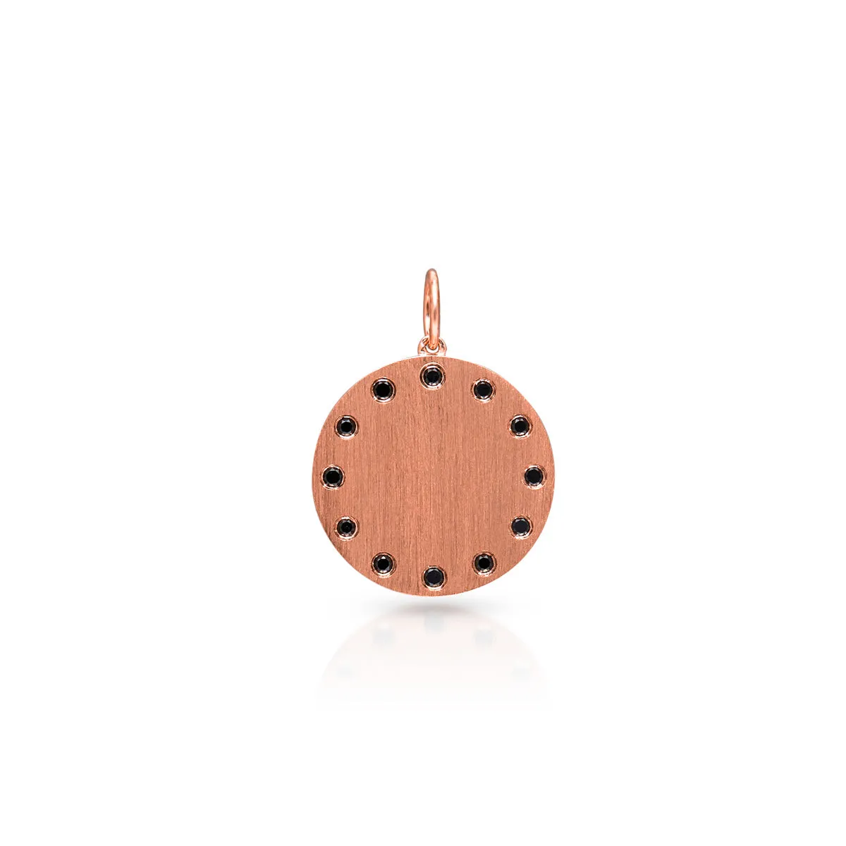 14KT Matte Rose Gold Black Diamond Jacques Medallion Charm