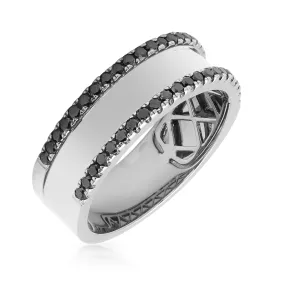 14KT White Gold Black Diamond Jackson Band Ring