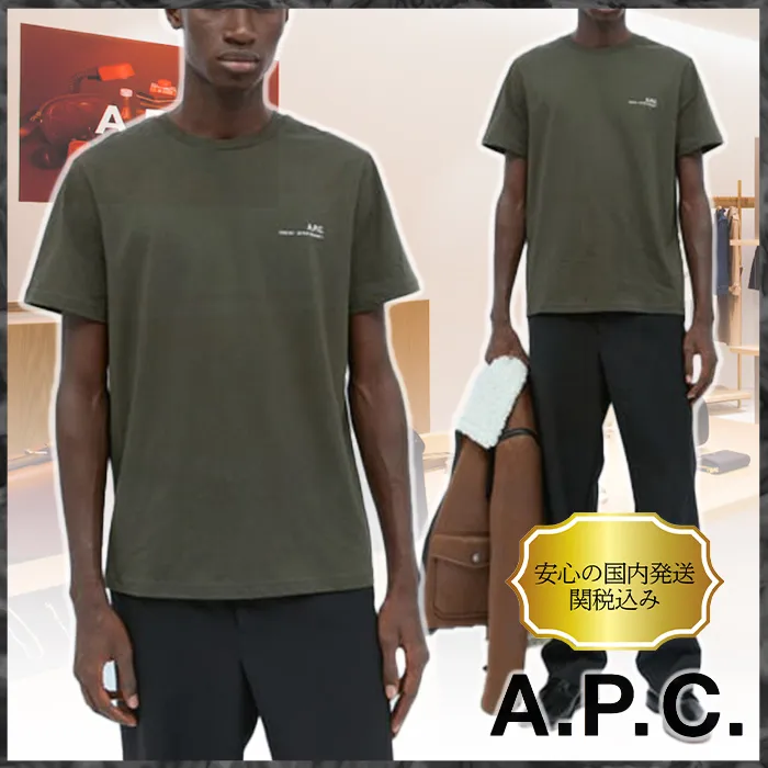 A.P.C.  |Crew Neck Street Style Cotton Short Sleeves Logo Designers