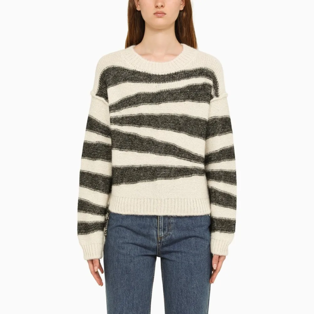 A.P.C.  |Crew Neck Zebra Patterns Rib Street Style Cotton