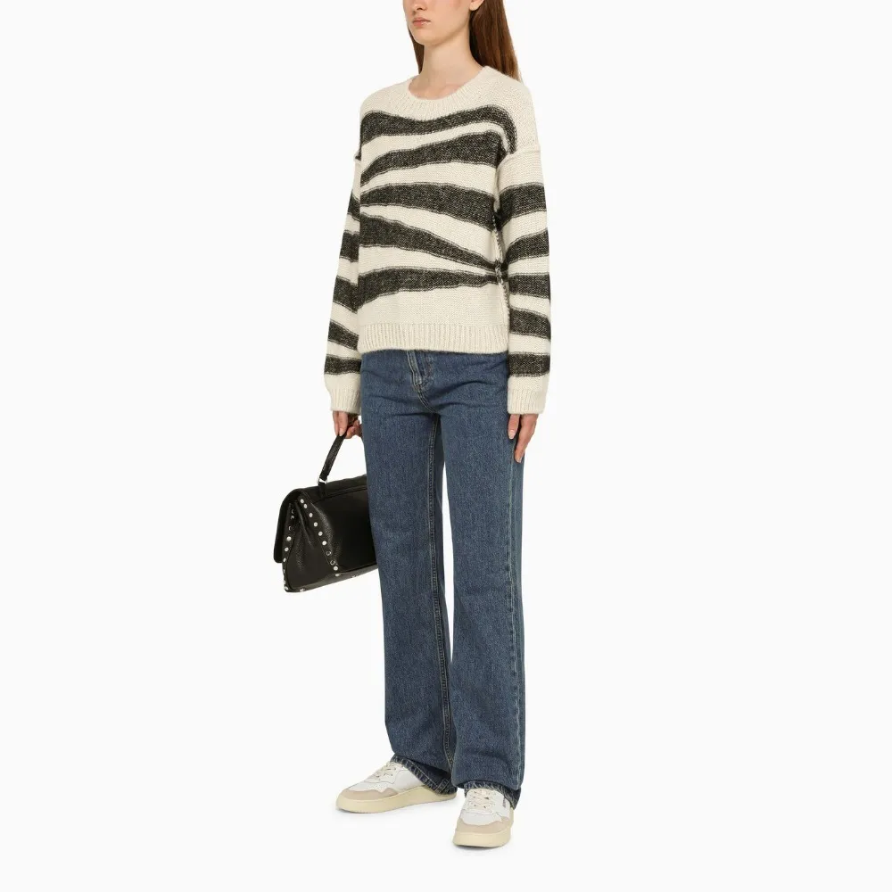 A.P.C.  |Crew Neck Zebra Patterns Rib Street Style Cotton