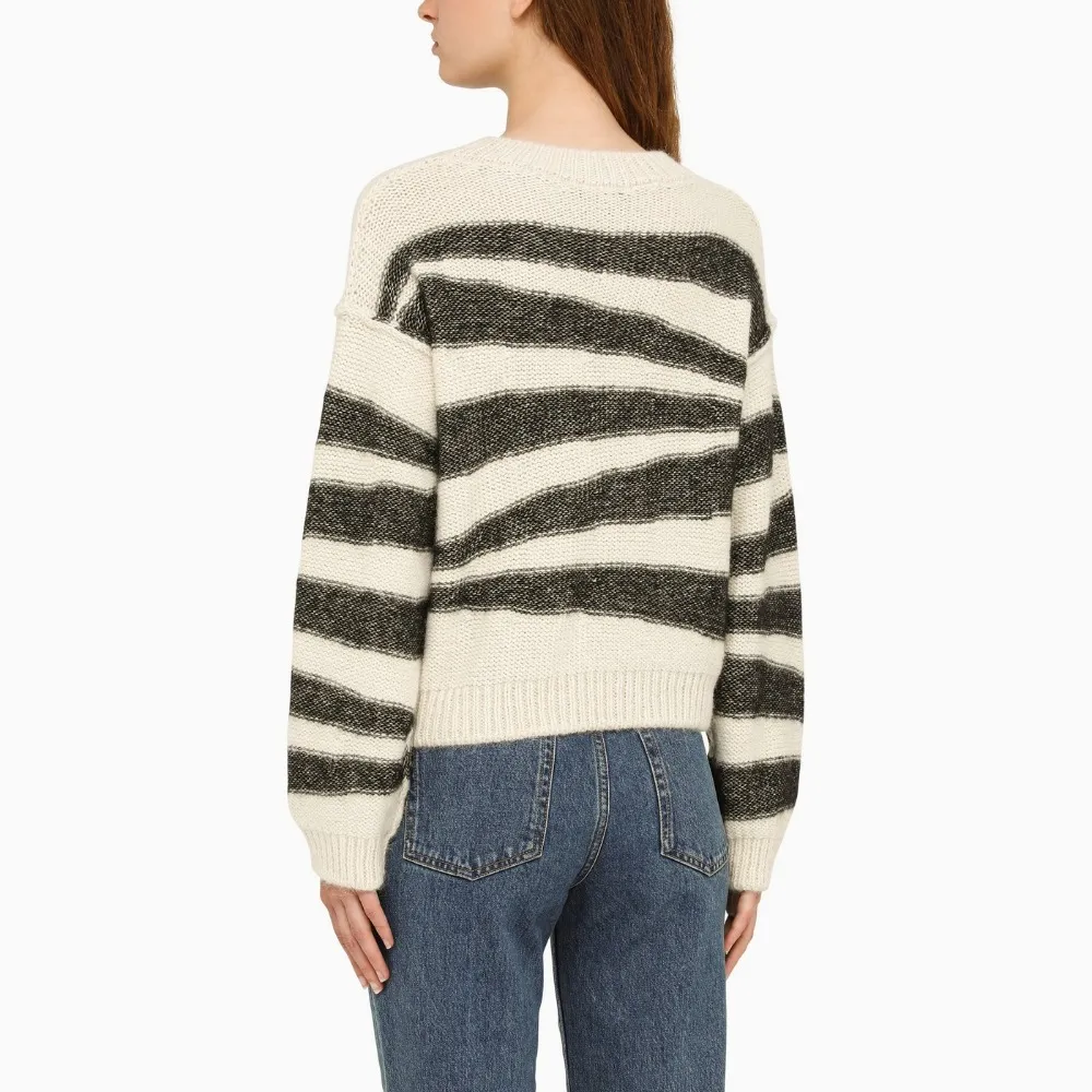 A.P.C.  |Crew Neck Zebra Patterns Rib Street Style Cotton