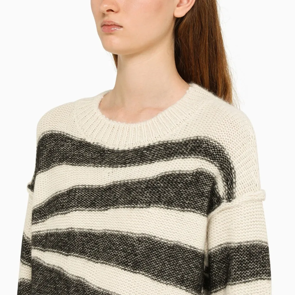 A.P.C.  |Crew Neck Zebra Patterns Rib Street Style Cotton