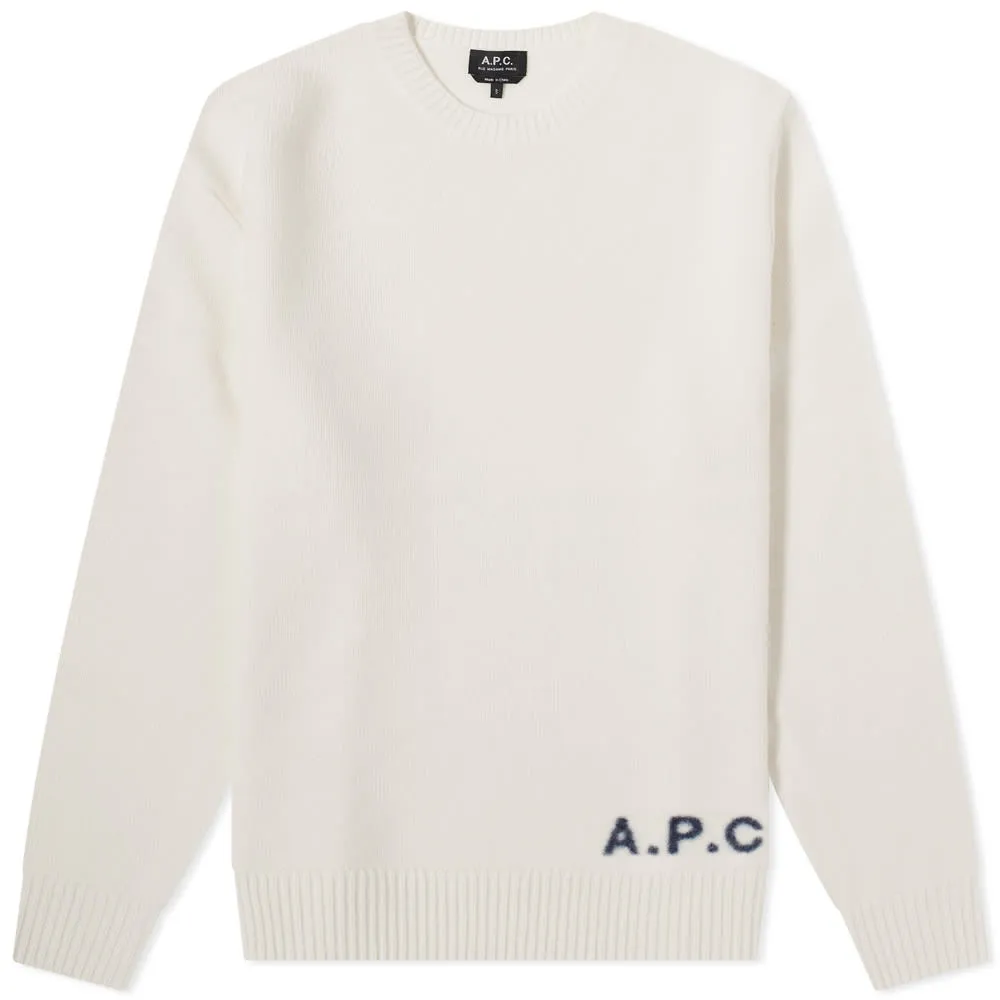 A.P.C. Edward Logo Crew KnitOff White