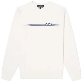 A.P.C. Eponyme Logo Stripe Crew KnitEcru