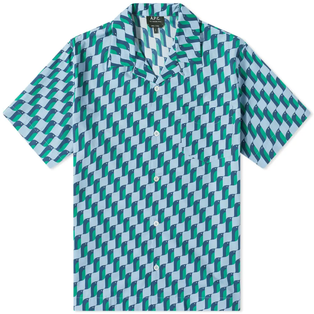 A.P.C. Lloyd Penguin Print ShirtLight Blue