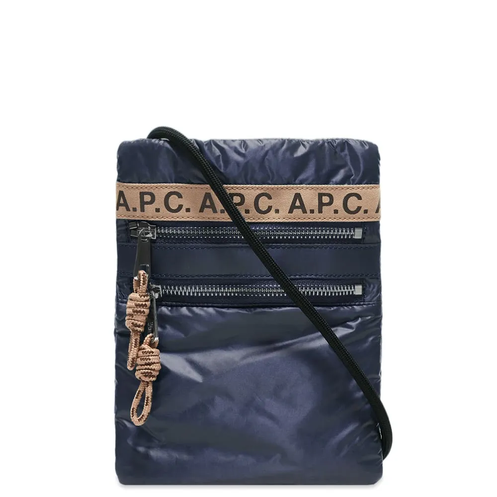 A.P.C. Repeat Logo Neck PouchSteel Blue