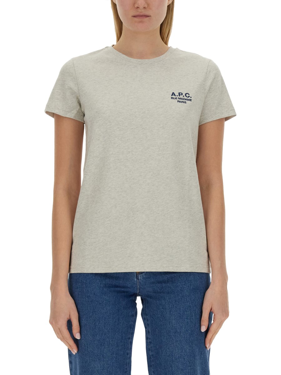 A.P.C.    T-SHIRT IN COTONE CON RICAMO LOGO