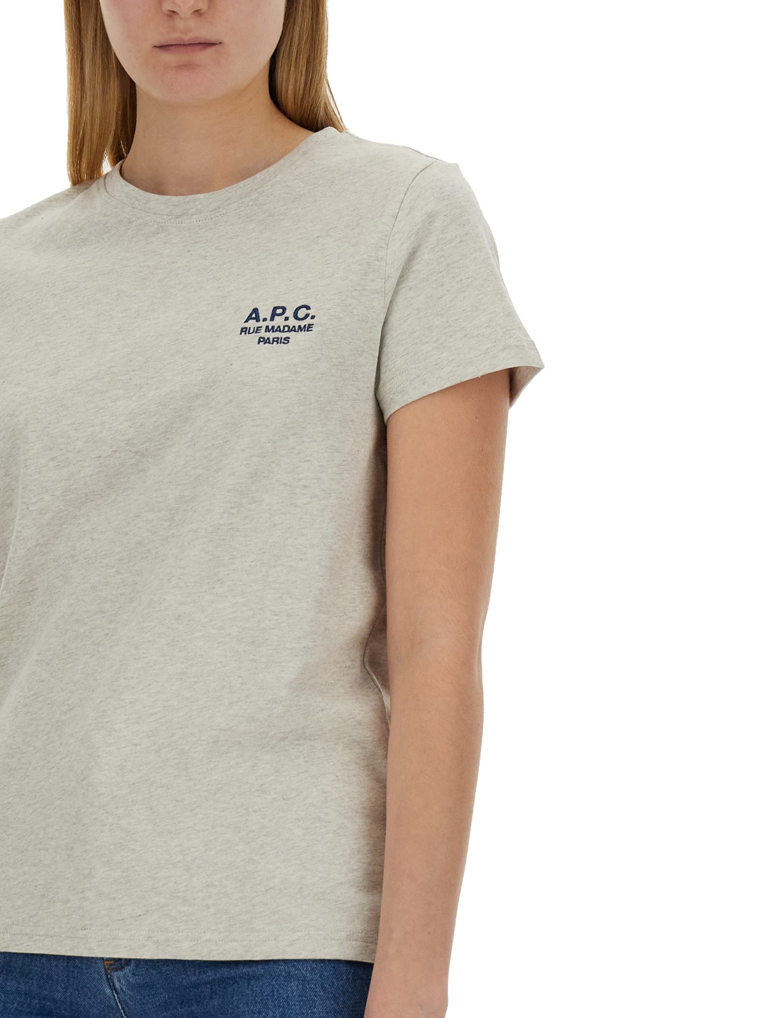 A.P.C.    T-SHIRT IN COTONE CON RICAMO LOGO