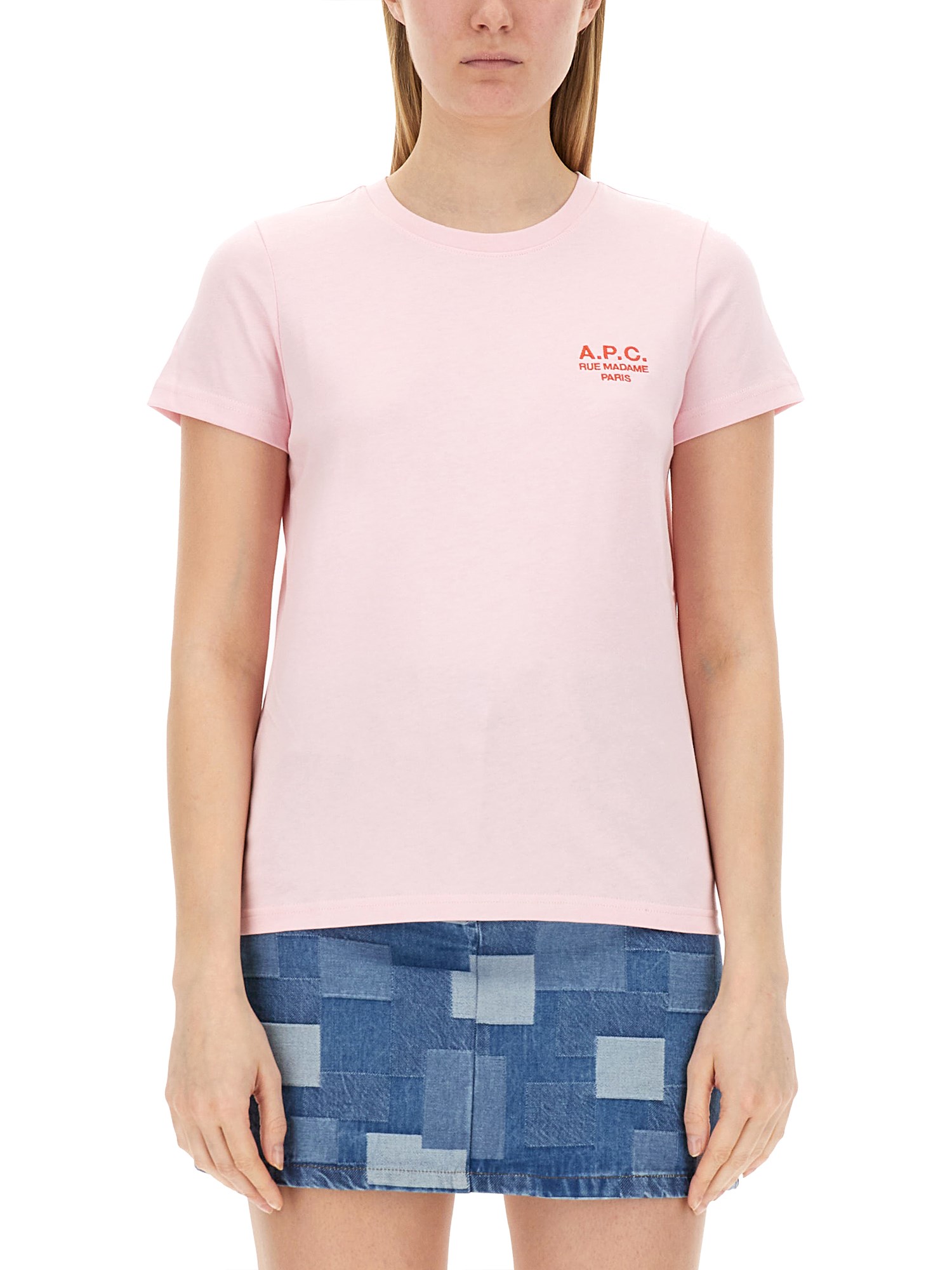 A.P.C.    T-SHIRT WITH LOGO EMBROIDERY