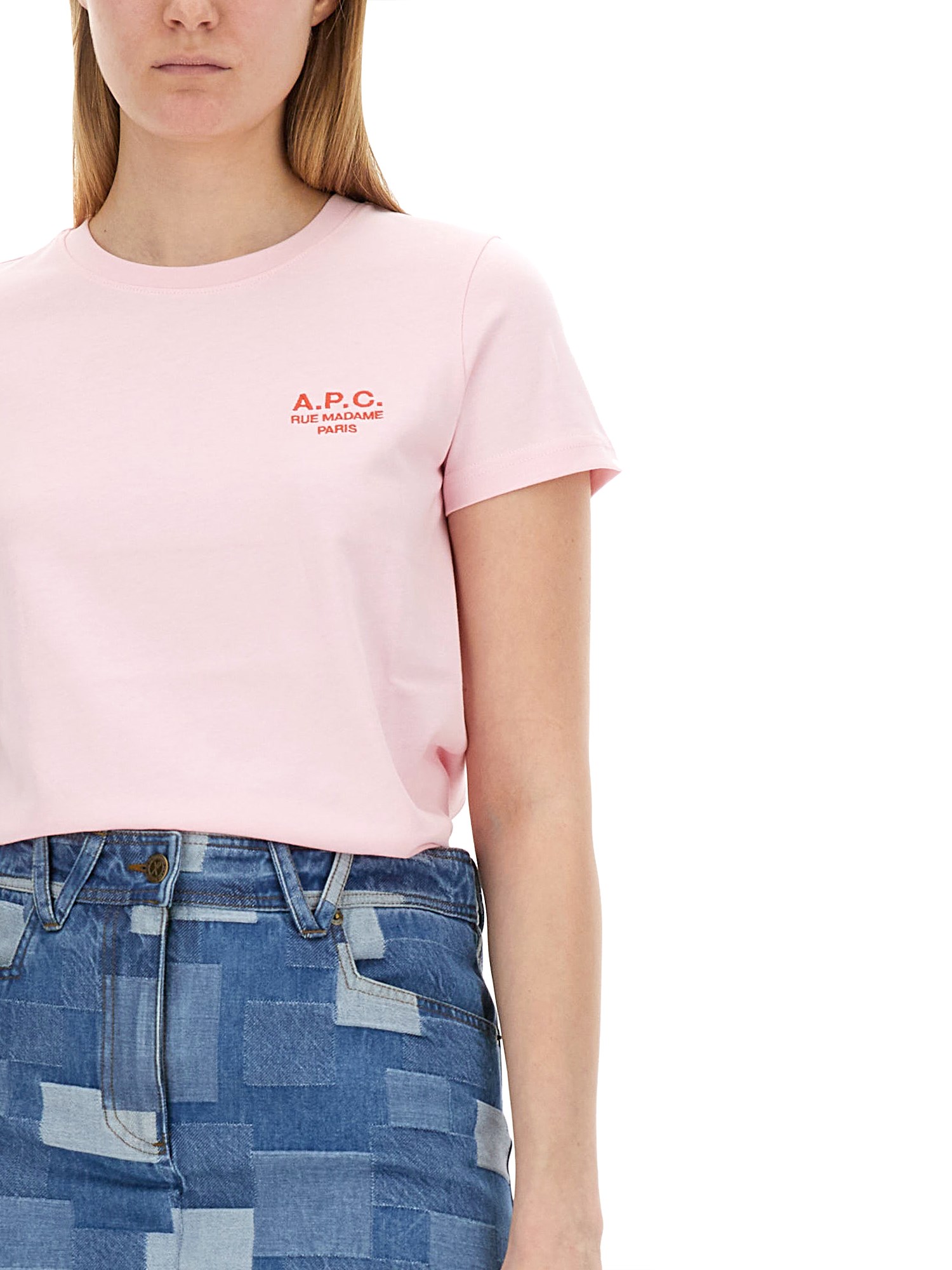 A.P.C.    T-SHIRT WITH LOGO EMBROIDERY