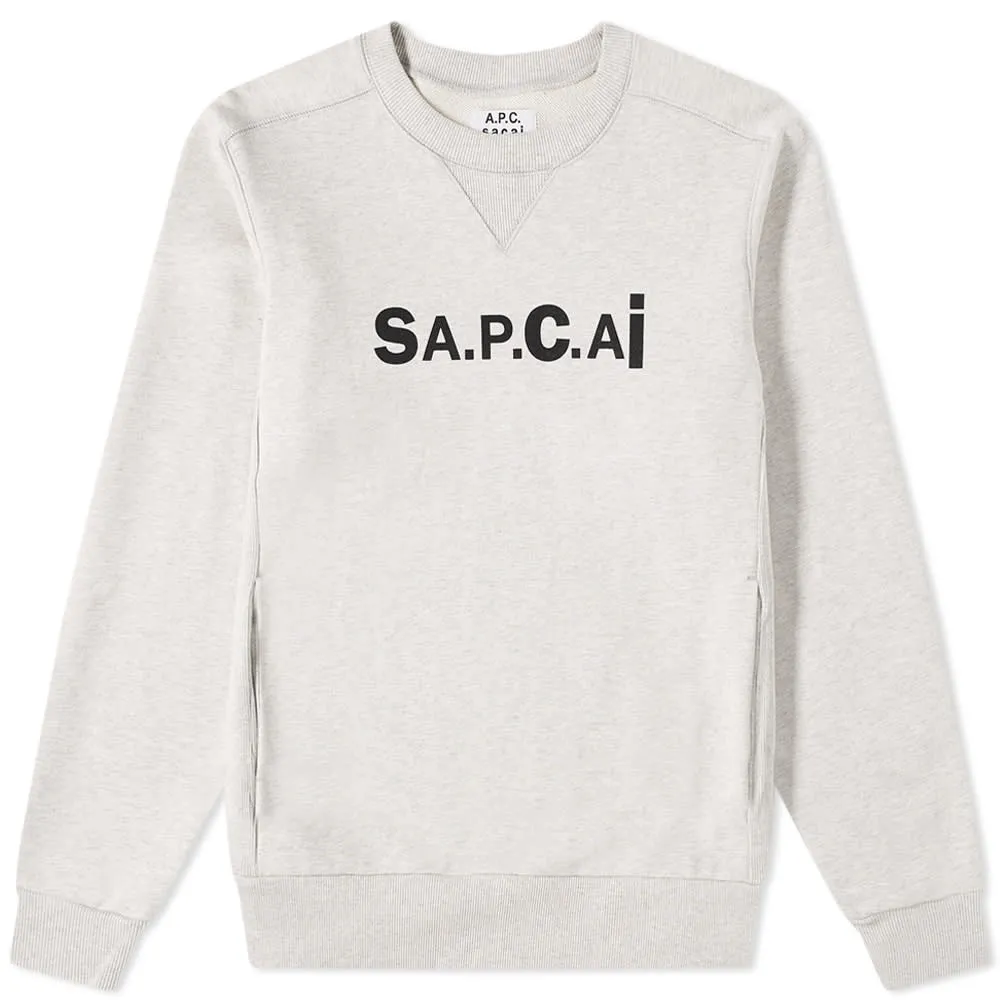 A.P.C. x Sacai Tani Crew SweatHeathered Light Grey