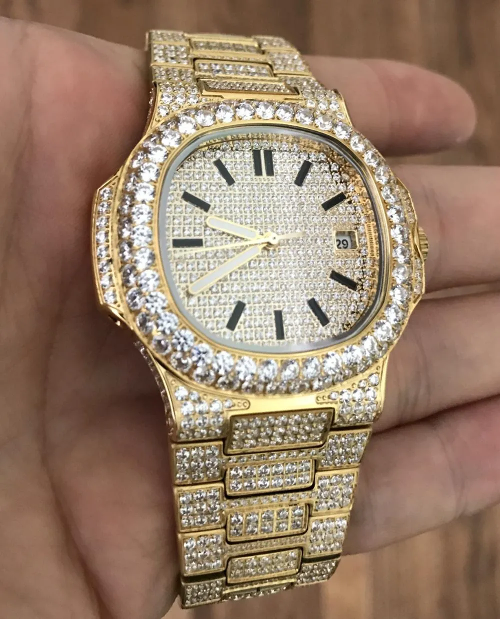 Best Quality Modern CZ Stainless Steel Watch Bling Bling