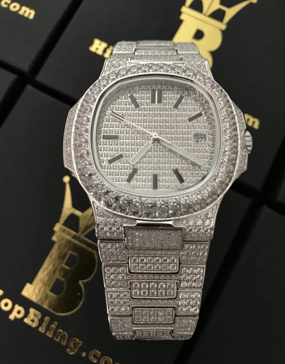 Best Quality Modern CZ Stainless Steel Watch Bling Bling