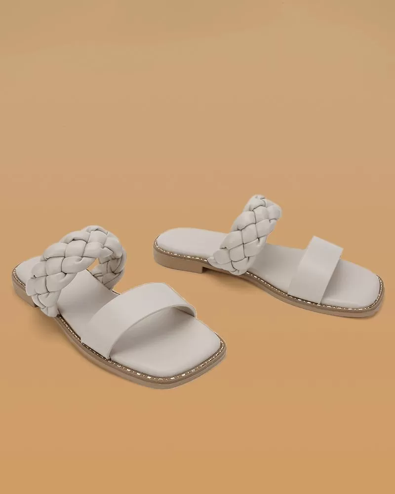 Braided Strap Flat Slippers