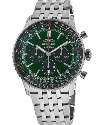 Breitling Navitimer B01 Chronograph 46 Green Dial Steel Bracelet Men's Watch AB0137241L1A1