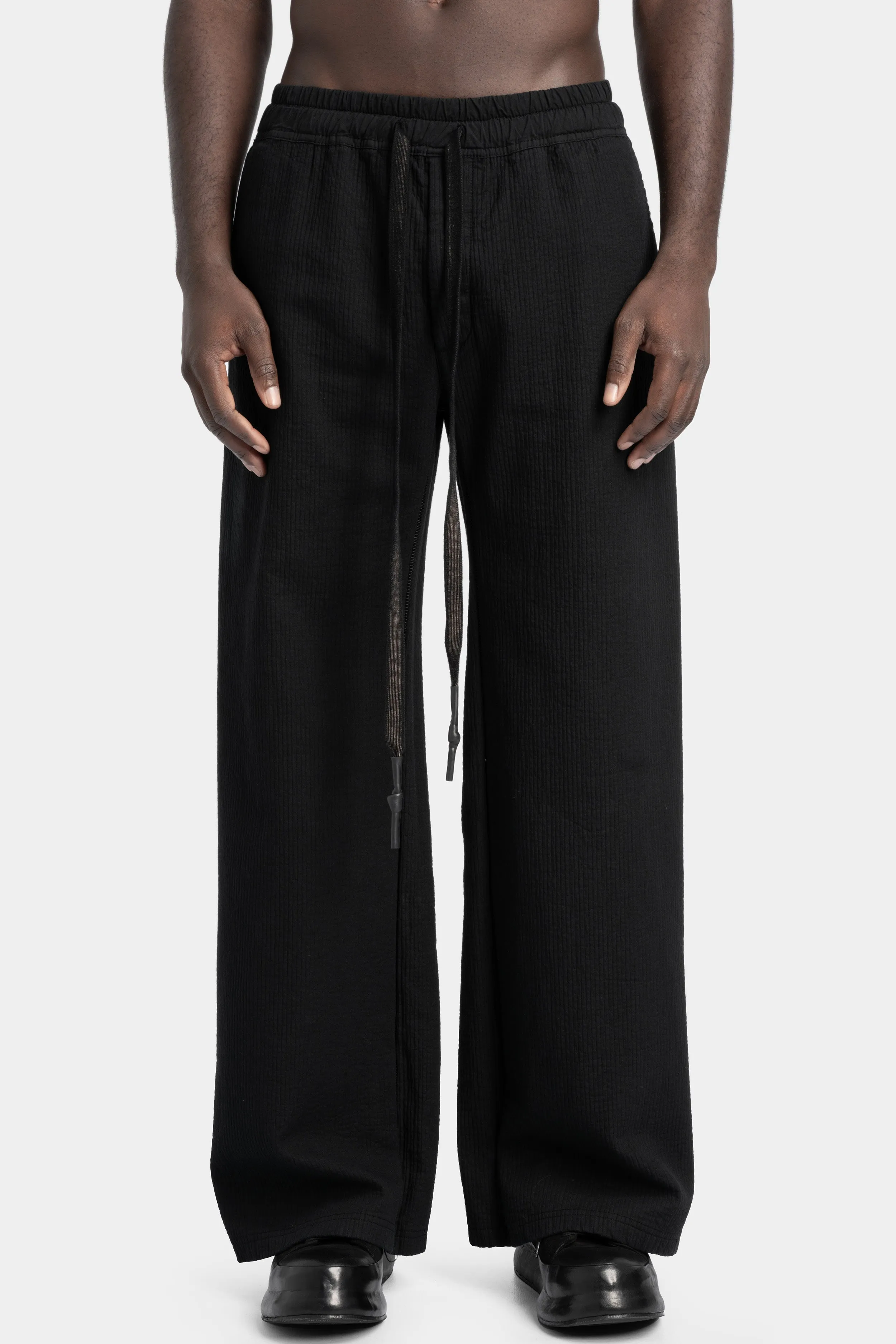 Brushed ribbed cotton oversized pants