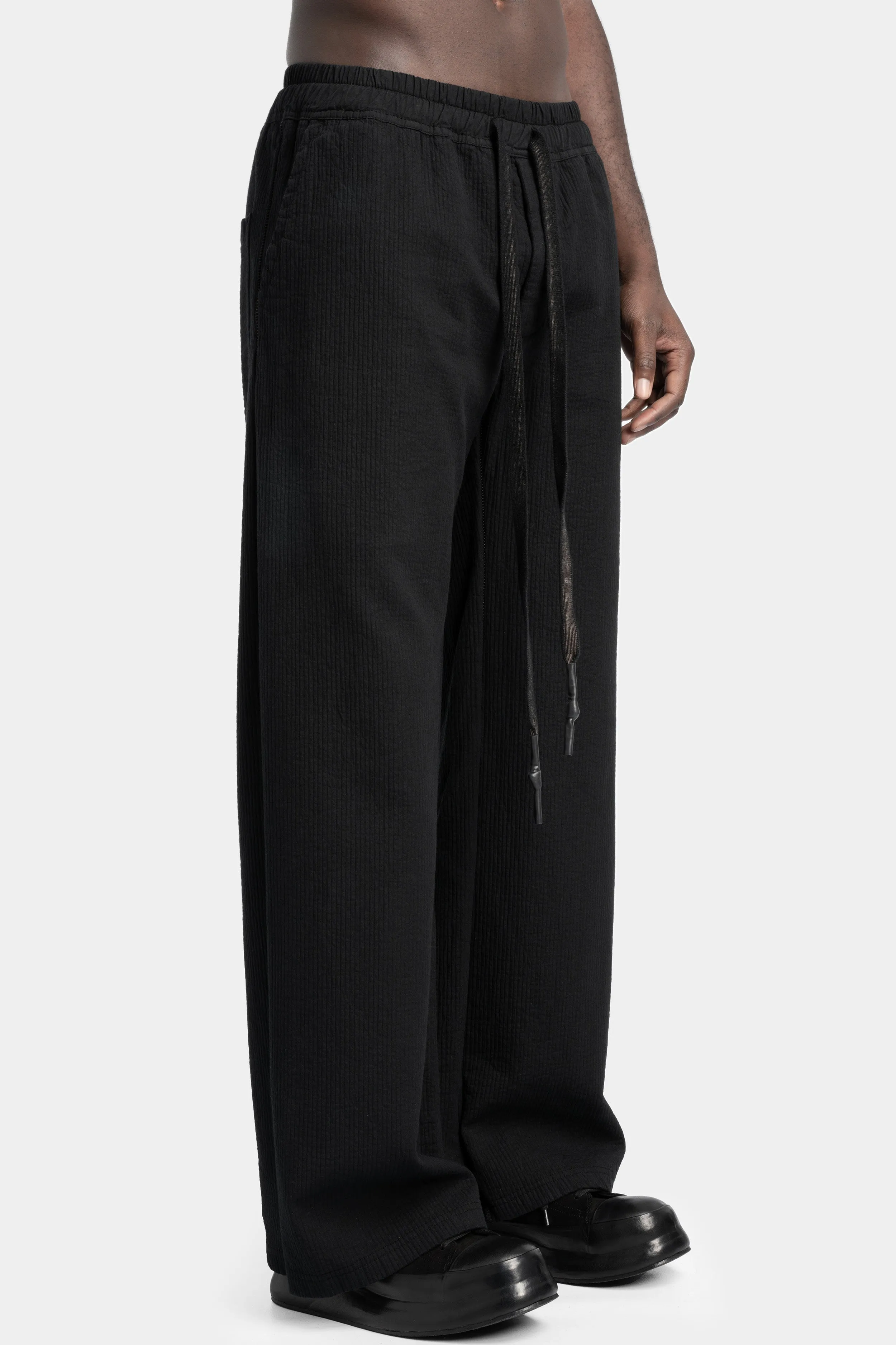 Brushed ribbed cotton oversized pants