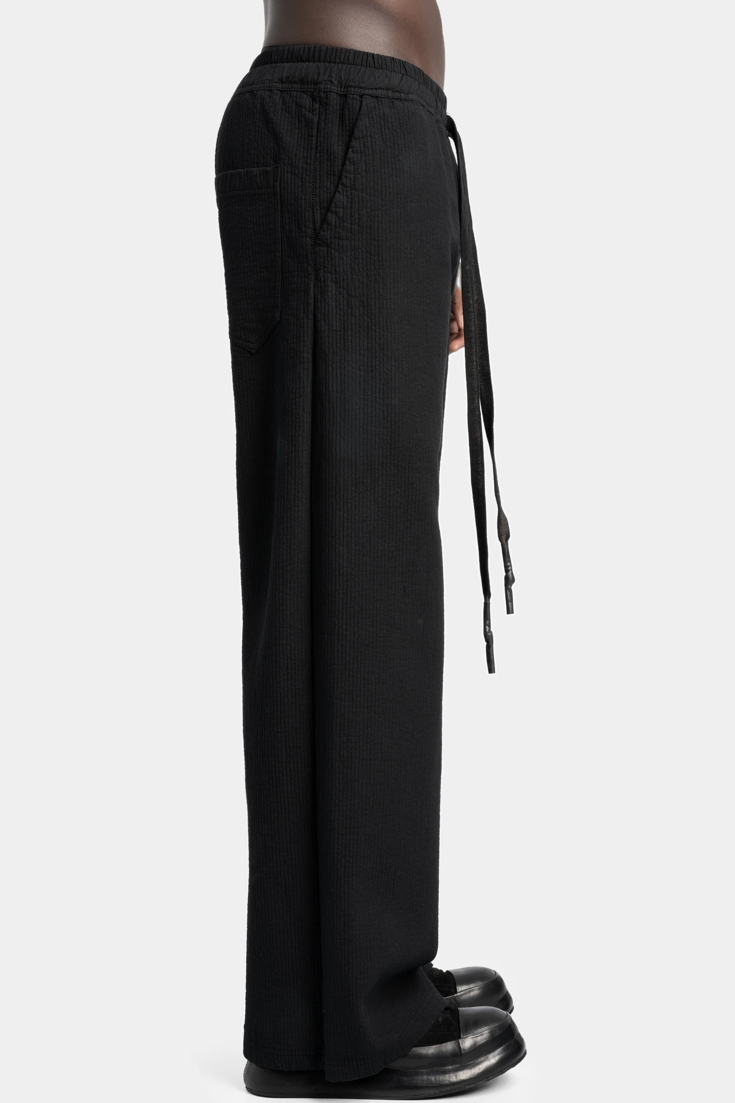 Brushed ribbed cotton oversized pants