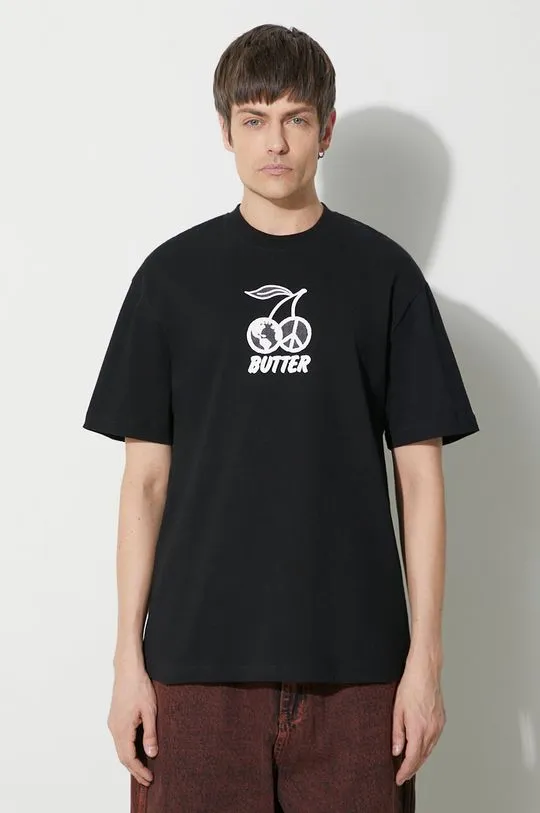 Butter Goods cotton t-shirt Cherry Tee men’s black color BGQ423D10201