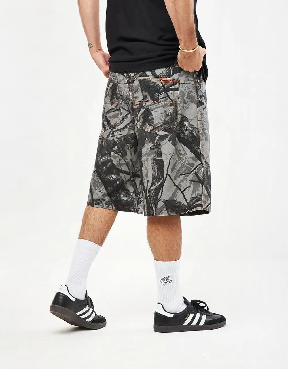 Butter Goods Foliage Camo Denim Shorts - Black