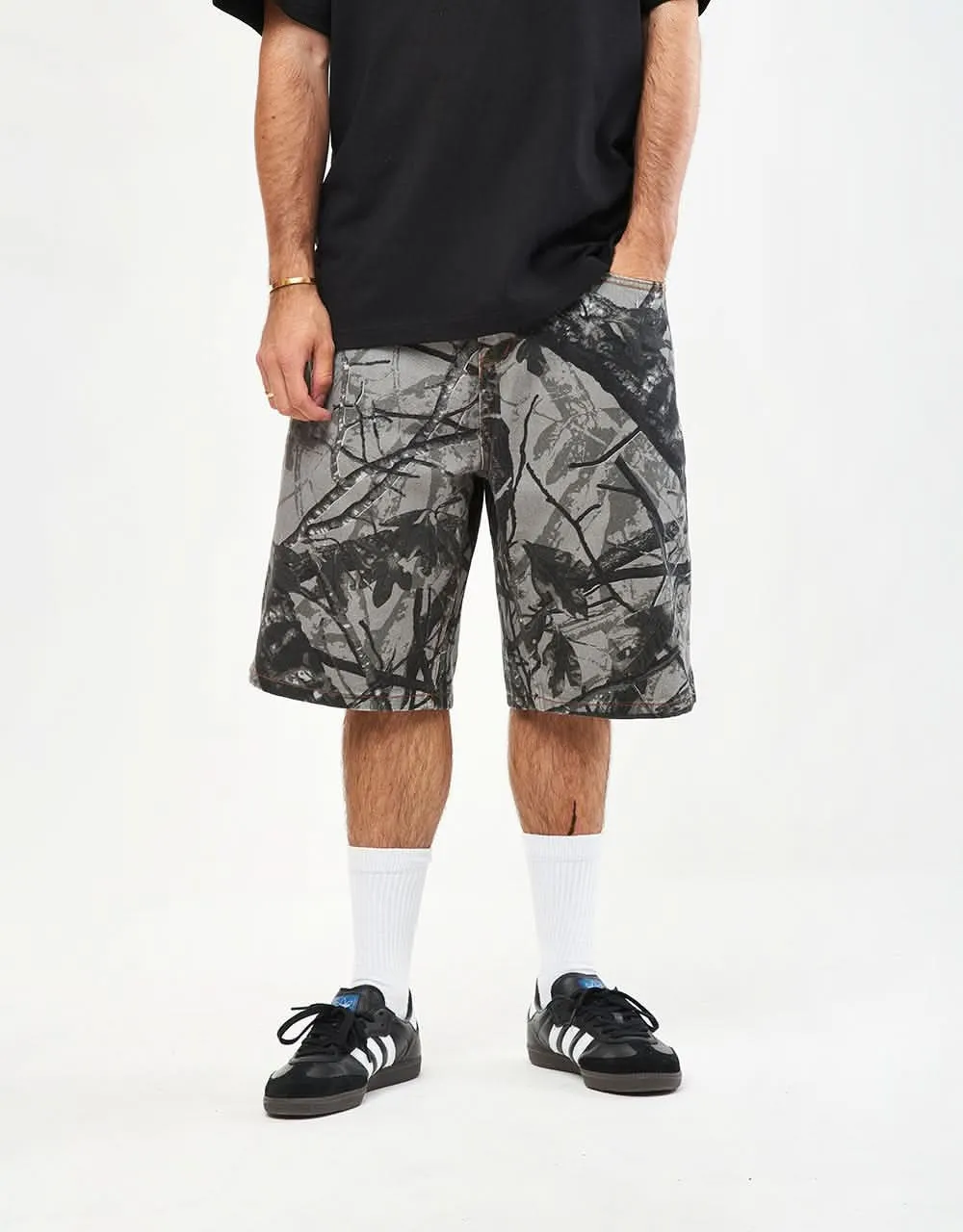 Butter Goods Foliage Camo Denim Shorts - Black