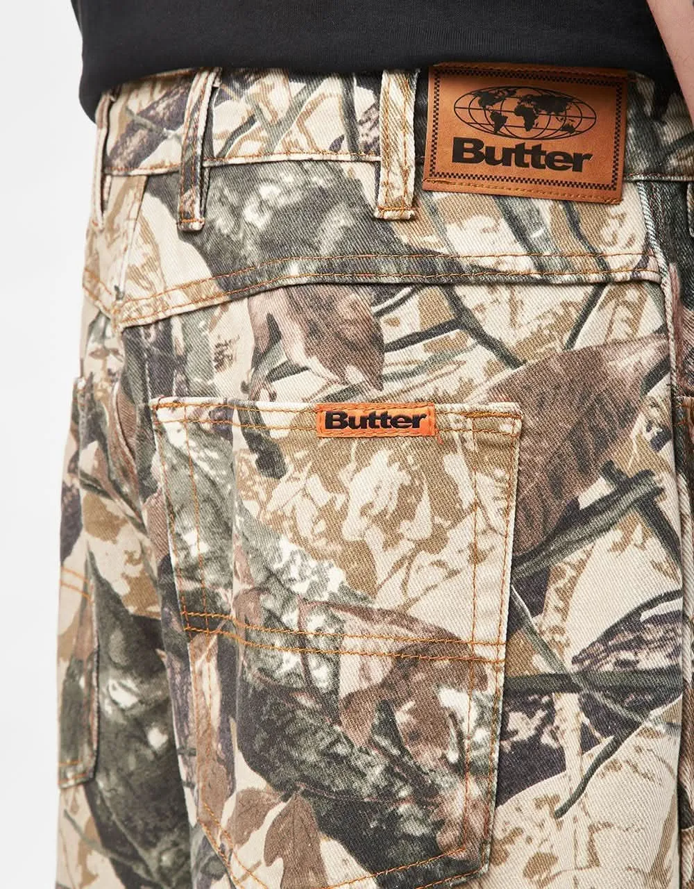 Butter Goods Foliage Camo Denim Shorts - Tan