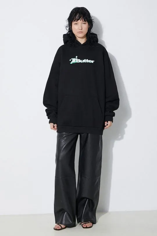 Butter Goods sweatshirt black color hooded with a print BGQ1241803