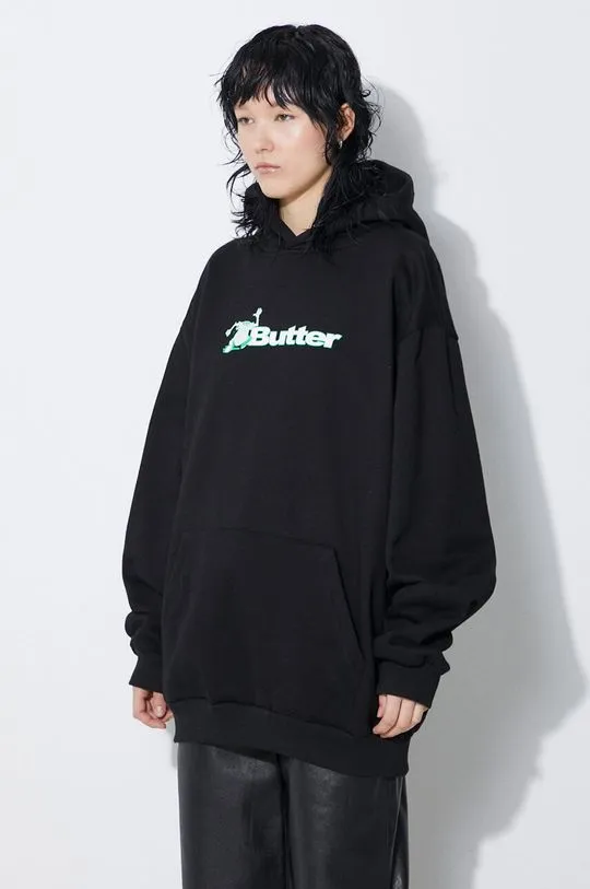 Butter Goods sweatshirt black color hooded with a print BGQ1241803