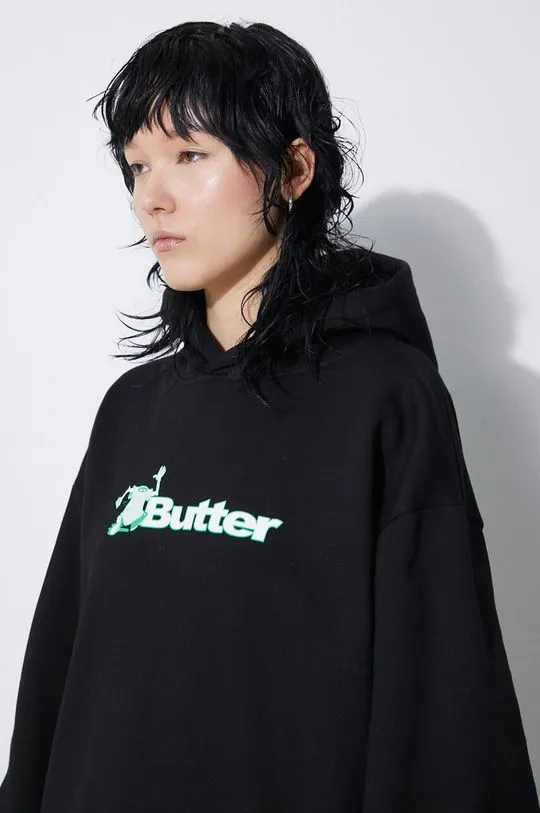 Butter Goods sweatshirt black color hooded with a print BGQ1241803