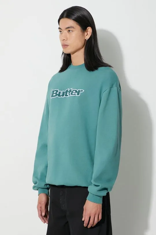 Butter Goods sweatshirt Cord Logo Crewneck Sweatshirt men's green color BGQ3232304