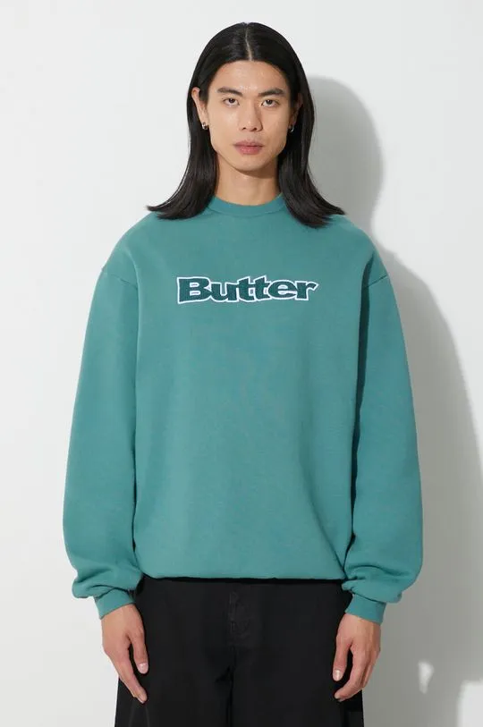 Butter Goods sweatshirt Cord Logo Crewneck Sweatshirt men's green color BGQ3232304