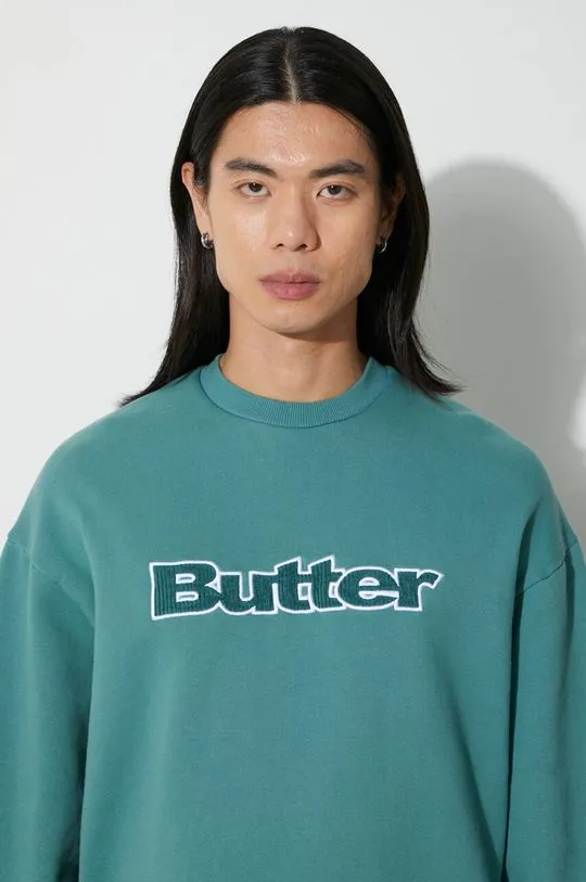 Butter Goods sweatshirt Cord Logo Crewneck Sweatshirt men's green color BGQ3232304