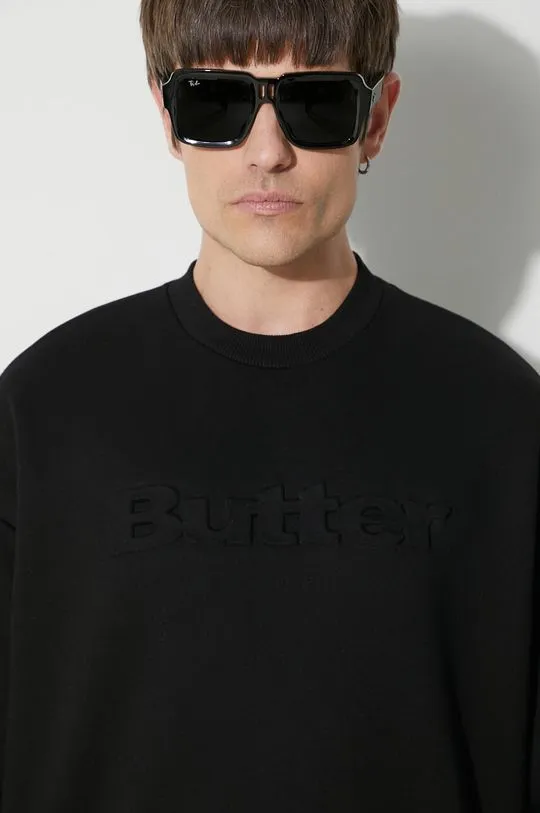 Butter Goods sweatshirt Embossed Logo Crewneck Sweatshirt men's black color BGQ423D11104