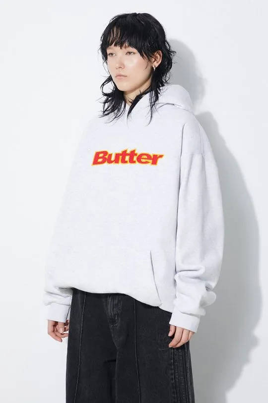 Butter Goods sweatshirt Felt Logo Applique gray color hooded BGQ1241903