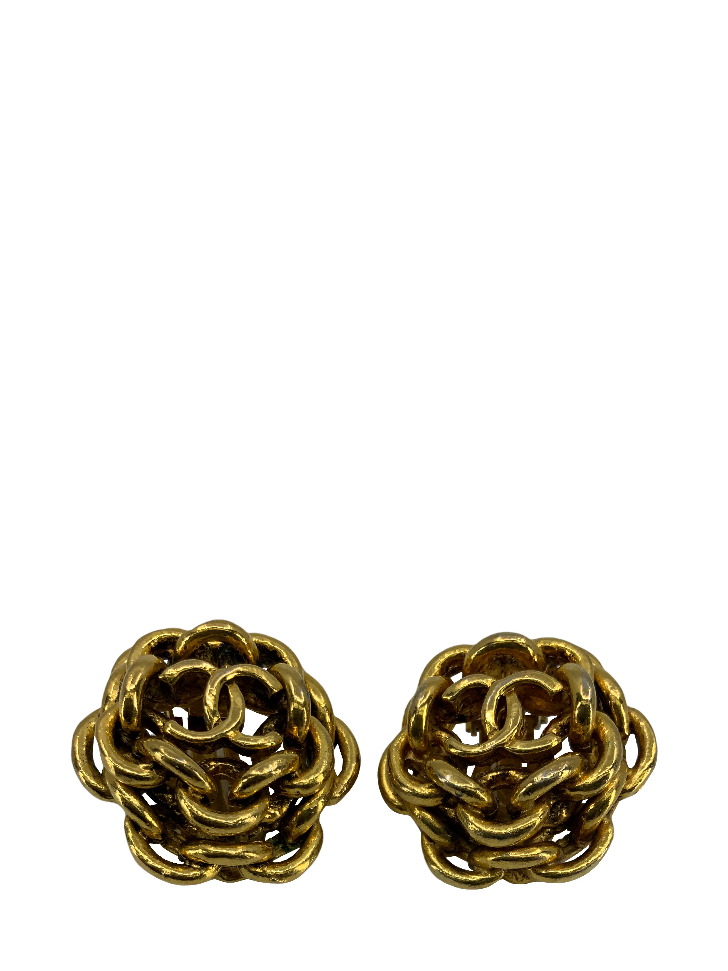 Chanel Vintage CC Logo Chunky Links Clip On Earrings