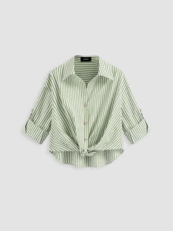 Cider  |Stripes Casual Style Long Sleeves Cotton Oversized