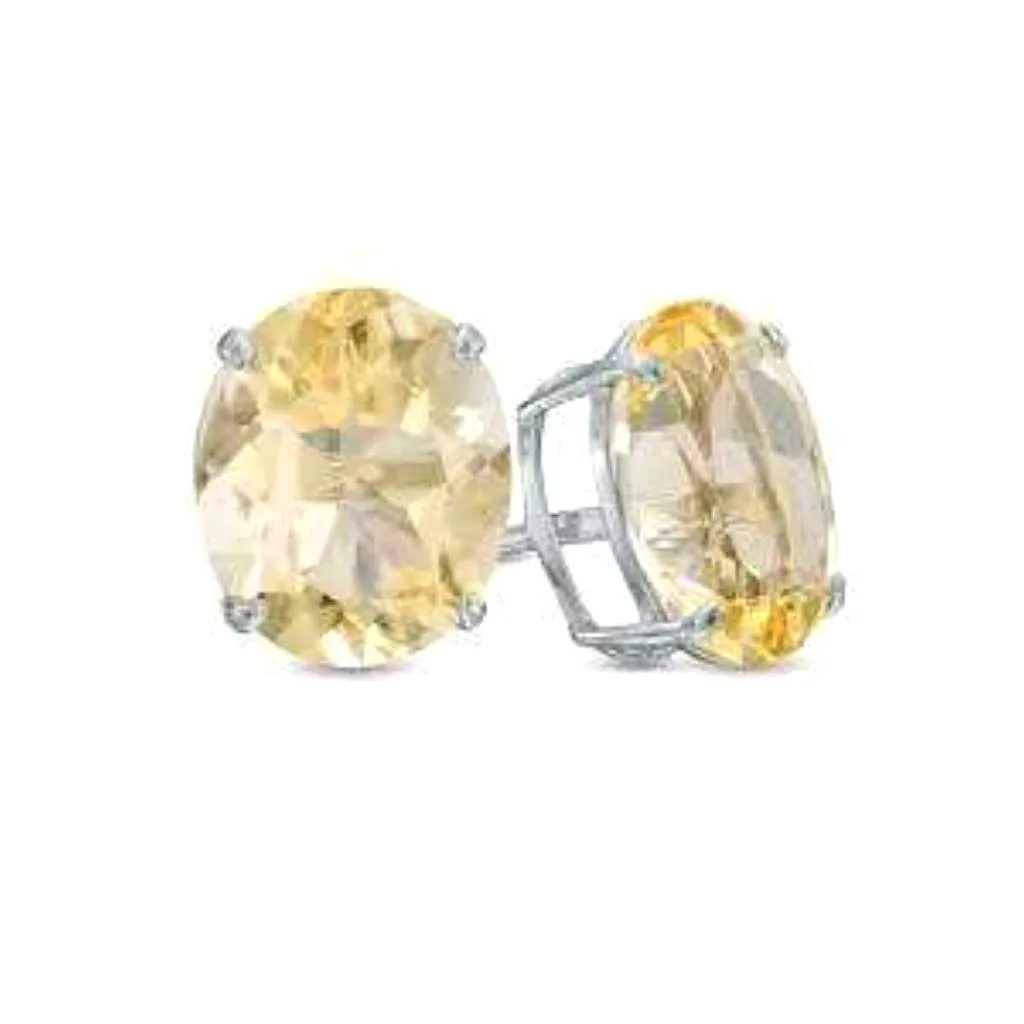 Citrine Oval Sterling Silver Stud Earrings