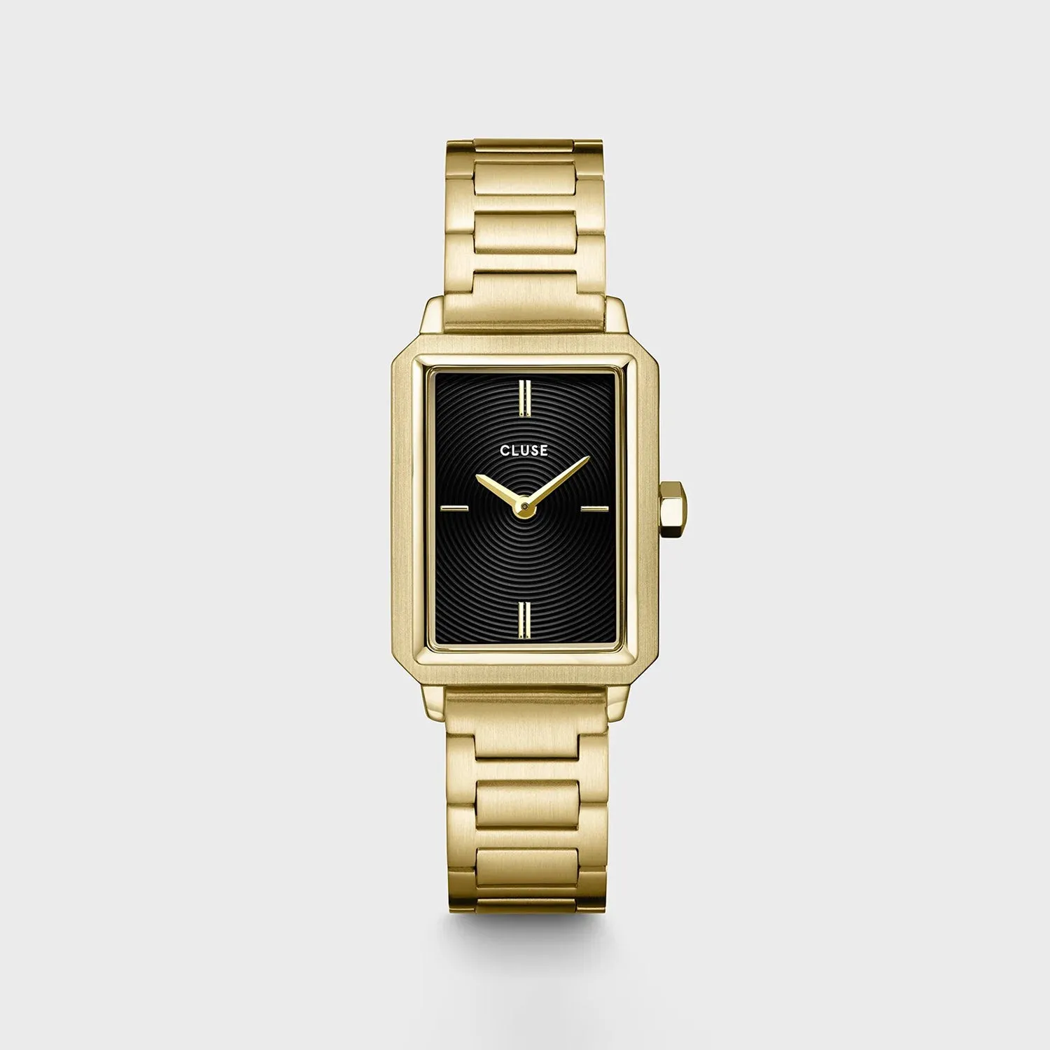 Cluse Fluette Circular Texture Dial Watch, Black & Gold