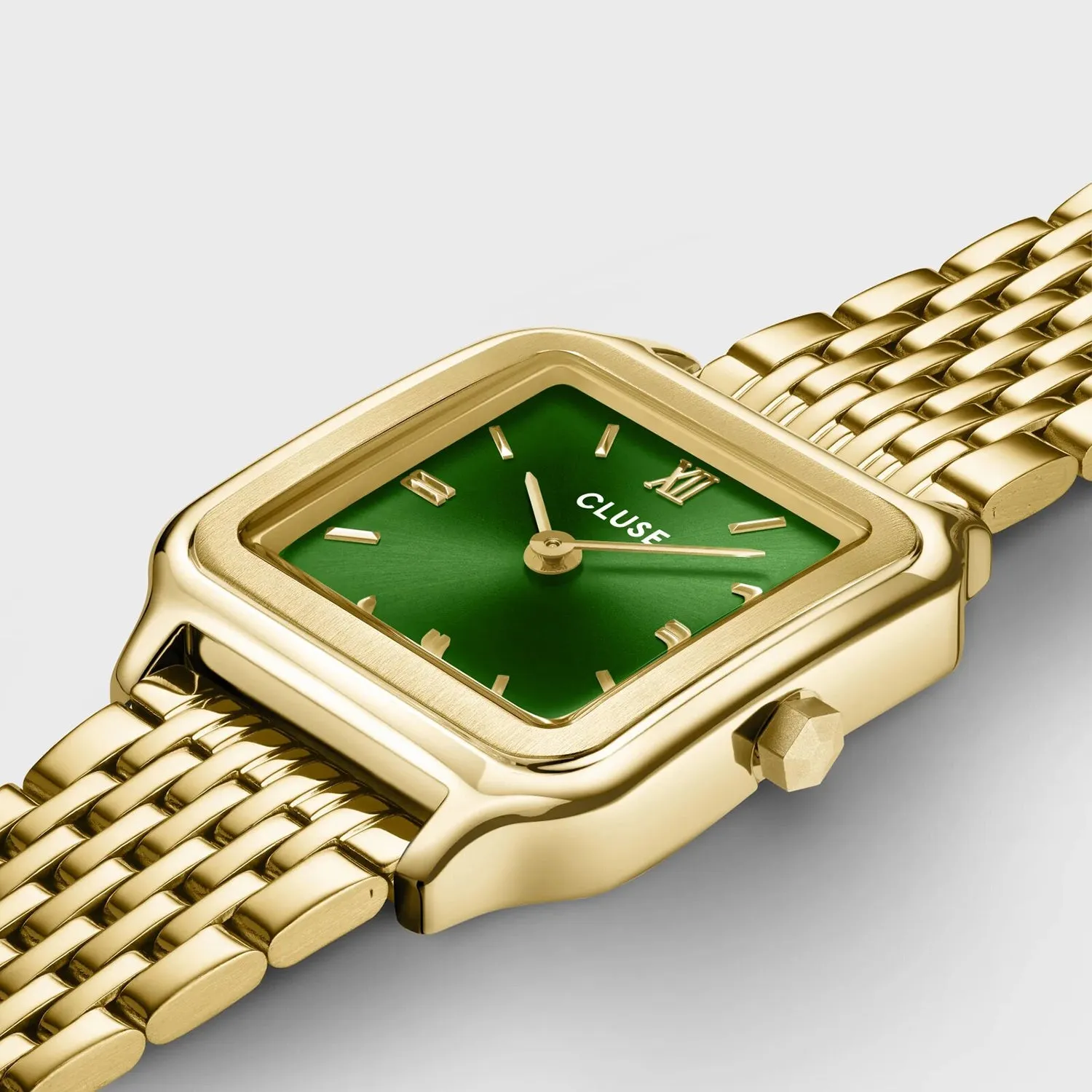 Cluse Gracieuse Petite Double Strap Watch, Gold & Green