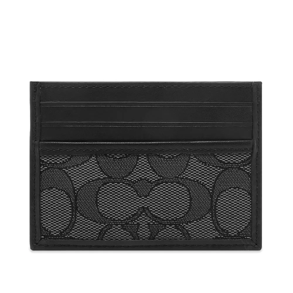 Coach Refined Card Case In Signature JacquardCharcoal & Black