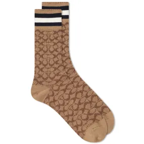 Coach Signature Logo SockTan Signature Multi