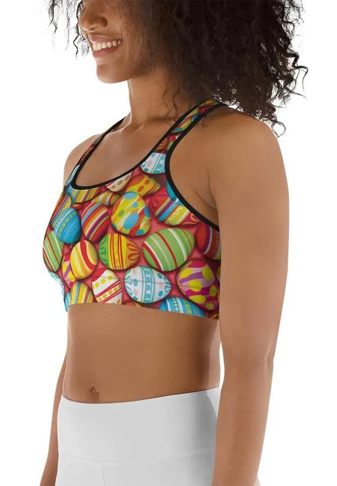 Colorful Easter Eggs Sports Bra