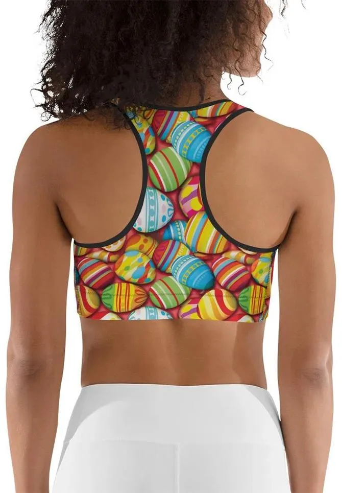 Colorful Easter Eggs Sports Bra